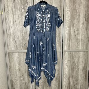 Label Ritu Kumar Dress Size S Chambray Embroidered
